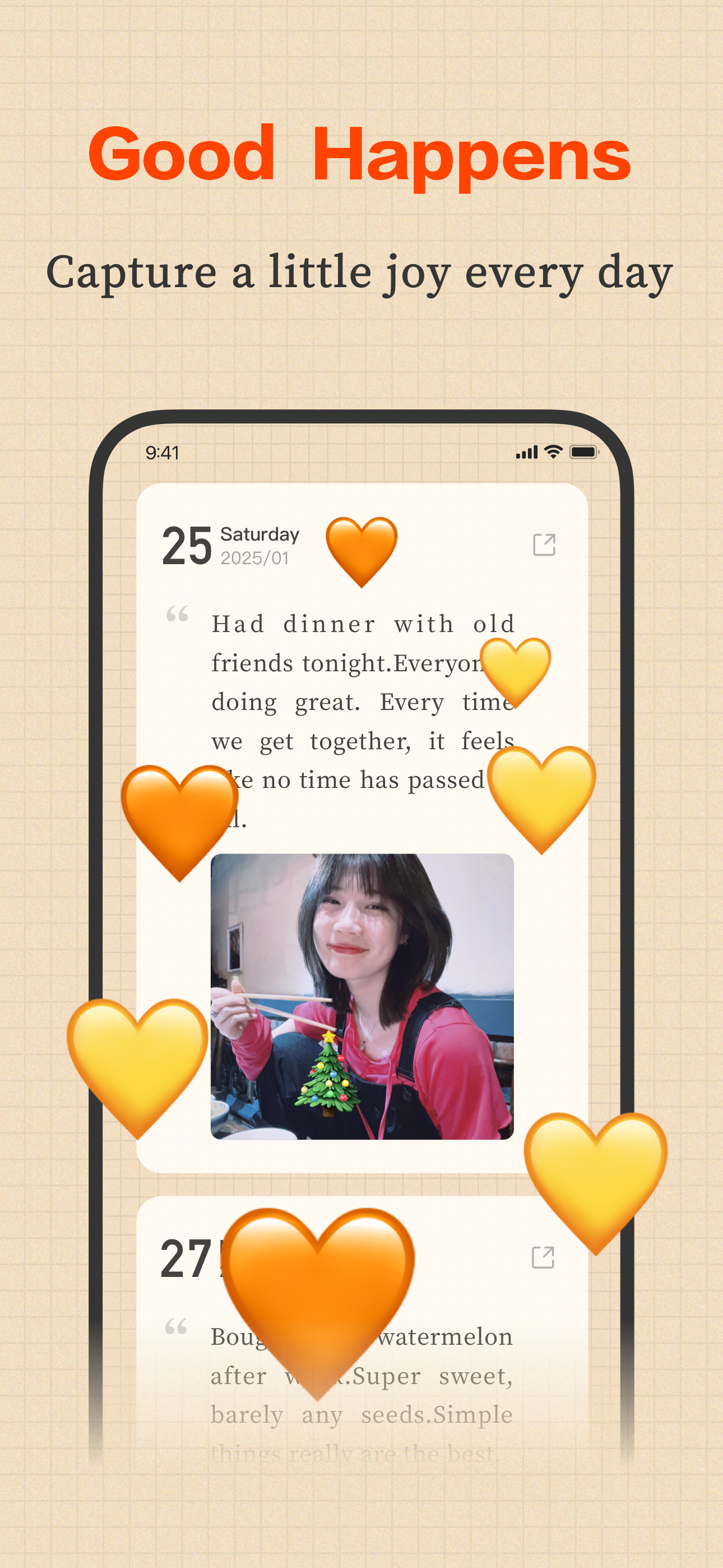 Good Happens journal entry screen